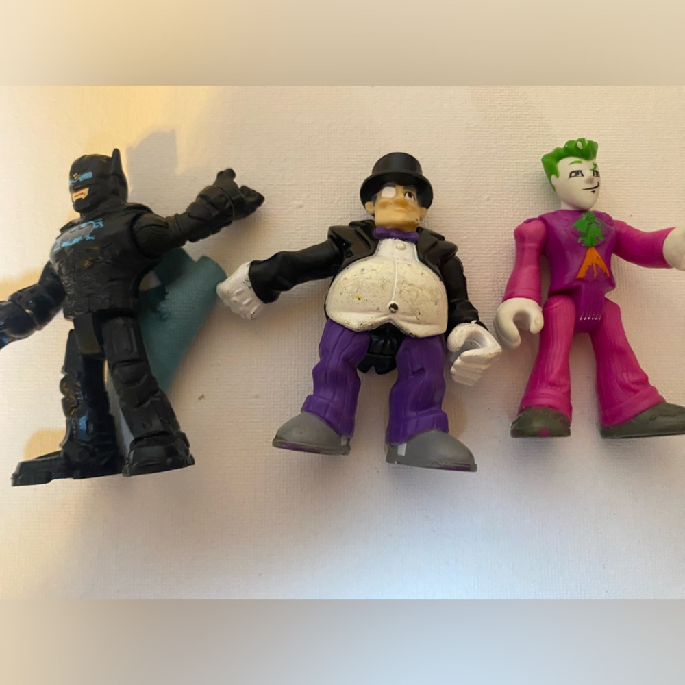 Source Unknown Black Batman, Purple Penguin & Pink Joker Kids Action Figures